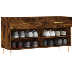 Berkfield Shoe Bench Smoked Oak 102X35X55 Cm Engineered Wood - thumbnail 3