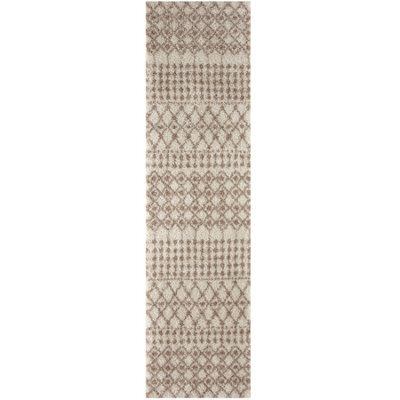 The Rugs Soft Moroccan Diamond Shaggy Rugs And Runners High Pile Ivory And Beige Living Room Kitchen Hallway 1030 - image 1
