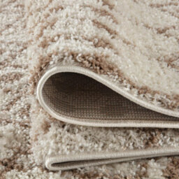 The Rugs Soft Moroccan Diamond Shaggy Rugs And Runners High Pile Ivory And Beige Living Room Kitchen Hallway 1030 - thumbnail 7