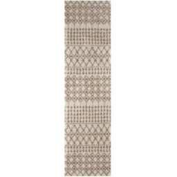 The Rugs Soft Moroccan Diamond Shaggy Rugs And Runners High Pile Ivory And Beige Living Room Kitchen Hallway 1030 - thumbnail 1
