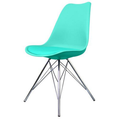 Fusion Living Soho Aqua Plastic Dining Chair With Chrome Metal Legs - image 1