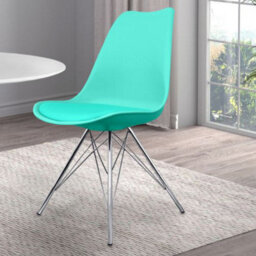 Fusion Living Soho Aqua Plastic Dining Chair With Chrome Metal Legs - thumbnail 2