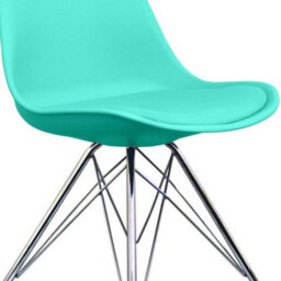 Fusion Living Soho Aqua Plastic Dining Chair With Chrome Metal Legs - thumbnail 3