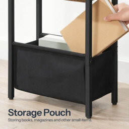 Sofa Side Table With Charging Station Bedside Table 3-Tier End Table Brown - thumbnail 5