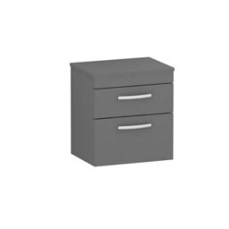 Royal Bathrooms 500mm Wall Hung Vanity Unit 2 Drawer Indigo Grey Gloss - Storage Cabinet - thumbnail 3
