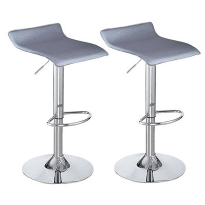 Grey Set Of 2 Modern Counter Chairs Swivel Barstool Kitchen - image 1