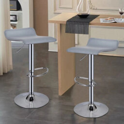 Grey Set Of 2 Modern Counter Chairs Swivel Barstool Kitchen - thumbnail 4