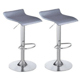 Grey Set Of 2 Modern Counter Chairs Swivel Barstool Kitchen - thumbnail 1