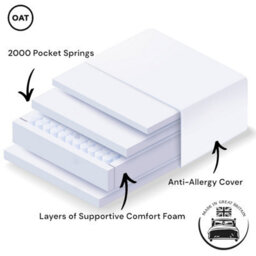 OAT Home Oberon 2000 Pocket Spring Hybrid Mattress - Medium Firm Comfort - thumbnail 5