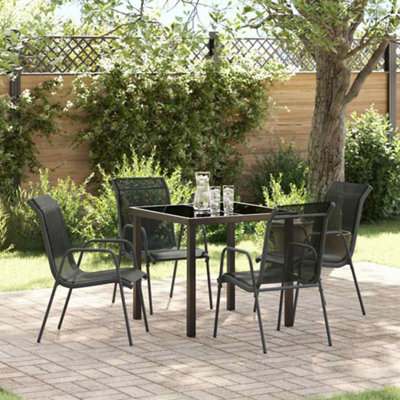 Berkfield Garden Dining Set 5 Pcs Black Textilene And Steel - image 1
