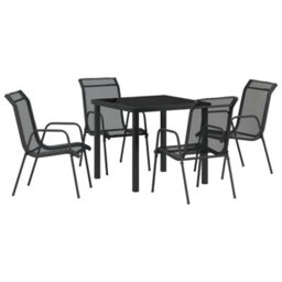 Berkfield Garden Dining Set 5 Pcs Black Textilene And Steel - thumbnail 2