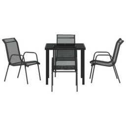 Berkfield Garden Dining Set 5 Pcs Black Textilene And Steel - thumbnail 7