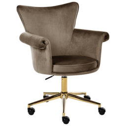 Beliani Desk Chair Velencia Velvet Brown - thumbnail 4