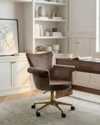 Beliani Desk Chair Velencia Velvet Brown - thumbnail 2