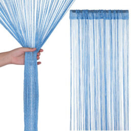 Neel Blue String Curtains Glitter Fringe Panel Fly Screen Doorway Tassel Curatin, 200Cm X 90Cm - Sky Blue - thumbnail 1