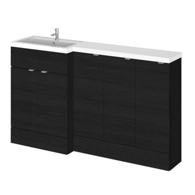 Hudson Reed Fusion 1500mm Left-Hand Freestanding Vanity Unit With Basin, Charcoal Black (Gloss & Matt) - image 1