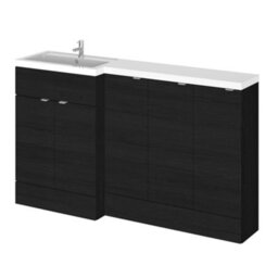 Hudson Reed Fusion 1500mm Left-Hand Freestanding Vanity Unit With Basin, Charcoal Black (Gloss & Matt) - thumbnail 1
