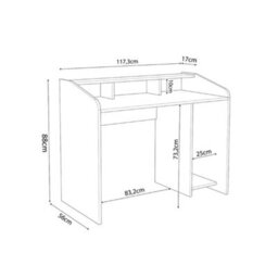 117 Cm Pc Gaming Desk With Monitor Shelf, Ergonomic Computer Desk For Home Office, Modern Study Desk (Black&red, Nova) - thumbnail 5