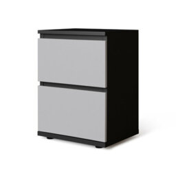 Urbn-Living Urbnliving Height 49Cm 2 Drawer Wooden Bedroom Bedside Cabinet Colour Black Carcass And Grey Drawers No Handle Nightstand - thumbnail 1