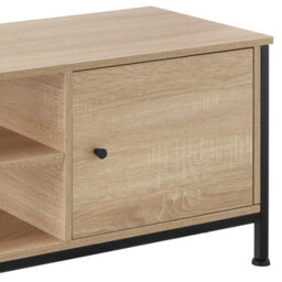 Tectake Tv Stand Durban - Lowboard Cabinet With 3 Shelves, Cupboard Section With Door 110 Cm - Industrial Wood Light, Oak Sonoma - thumbnail 8