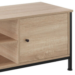 Tectake Tv Stand Durban - Lowboard Cabinet With 3 Shelves, Cupboard Section With Door 110 Cm - Industrial Wood Light, Oak Sonoma - thumbnail 7