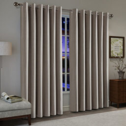 Ameha Natural Beige Curtains Living Room 100%blackout Thermal Insulated Linen Textured Fabric Heat Retaining Window Curtain Pair 66X90'