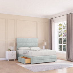 "Sloomy 4Ft6 Monaco Naples Silver Bed Set With 2 Drawers & Footboard, Mattress & 54"" Headboard - Double"