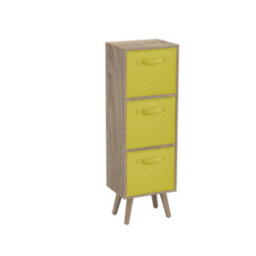 Urbn-Living Urbnliving 80Cm Height 3 Tier Antique Oak Wooden Storage Bookcase Scandinavian Style Pine Legs With Yellow Inserts - thumbnail 2