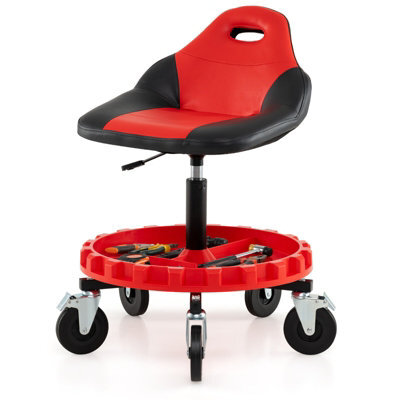 Costway Rolling Garage Stool 5-Wheel Pneumatic Creeper Seat W/ 71-83 Cm Adjustable Height - image 1