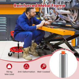 Costway Rolling Garage Stool 5-Wheel Pneumatic Creeper Seat W/ 71-83 Cm Adjustable Height - thumbnail 5
