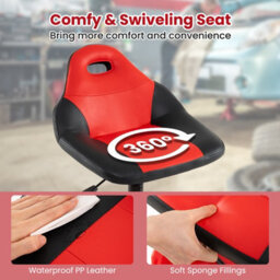 Costway Rolling Garage Stool 5-Wheel Pneumatic Creeper Seat W/ 71-83 Cm Adjustable Height - thumbnail 7
