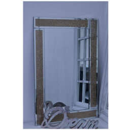 DEENZ Glitter Gold Glass Wall Mirror Bling Mirror Corner 40X60Cm - thumbnail 1