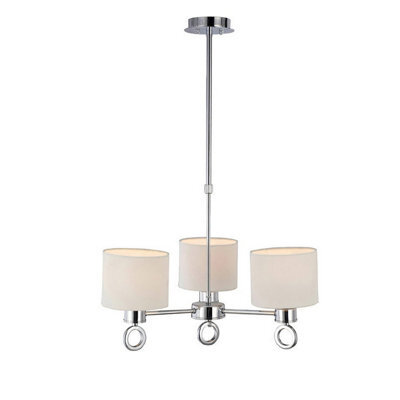 Luminosa Lighting Luminosa Polo Pendant White Shade 3 Light E27 Polished Chrome - image 1