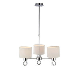 Luminosa Lighting Luminosa Polo Pendant White Shade 3 Light E27 Polished Chrome - thumbnail 1
