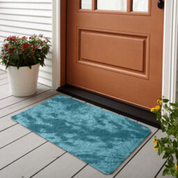 Ameha Tye Dye Teal Shaggy Rugs, 50 X 80 Cm Small Door Mats For Bedside Soft Thick Pile Rug - thumbnail 8