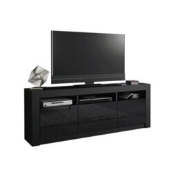 Modern Tv Unit 160Cm Black With High Gloss Doors - Creative Furniture - thumbnail 8