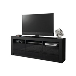 Modern Tv Unit 160Cm Black With High Gloss Doors - Creative Furniture - thumbnail 2