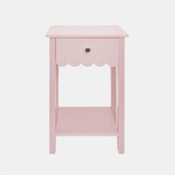 Ohs Scallop Bedside Table 1 Drawer Cabinet Nightstand Storage Unit - Light Pink - thumbnail 2