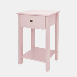 Ohs Scallop Bedside Table 1 Drawer Cabinet Nightstand Storage Unit - Light Pink - thumbnail 3