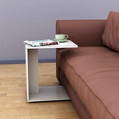FWSTYLE Matt White Under Sofa Mobile Table - image 1