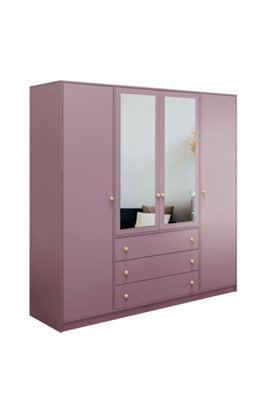 Arte Chic Plum Siena Ii D4 Wardrobe 196Cm - Mirrored Luxury & Ample Storage - image 1