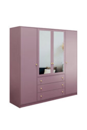 Arte Chic Plum Siena Ii D4 Wardrobe 196Cm - Mirrored Luxury & Ample Storage - thumbnail 1
