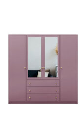 Arte Chic Plum Siena Ii D4 Wardrobe 196Cm - Mirrored Luxury & Ample Storage - thumbnail 2
