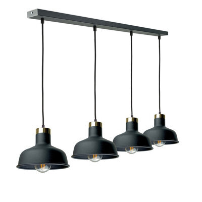 Luminosa Lighting Luminosa Hebe Bar Pendant Ceiling Light Black, Gold 4X E27 - image 1
