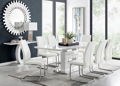 Furniturebox Uk Arezzo Large Extending Dining Table And 8 White Lorenzo Chairs - image 1