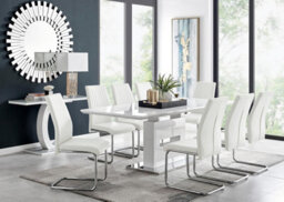 Furniturebox Uk Arezzo Large Extending Dining Table And 8 White Lorenzo Chairs - thumbnail 1