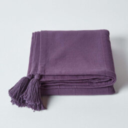 Homescapes Cotton Rajput Ribbed Purple Throw, 150 X 200 Cm - thumbnail 2
