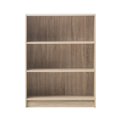 Timber Art Design 3 Tier Bookcase Wide Display Shelving Storage Unit Wood Furniture Sonoma Oak - image 1