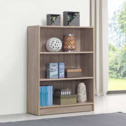Timber Art Design 3 Tier Bookcase Wide Display Shelving Storage Unit Wood Furniture Sonoma Oak - thumbnail 4