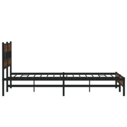 Berkfield Metal Bed Frame Without Mattress Brown Oak 193X203 Cm - thumbnail 5